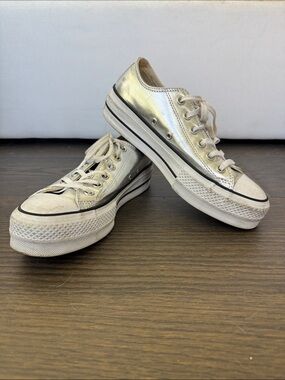Converse Metallic Silver Low-Top Platform Sneakers - Women